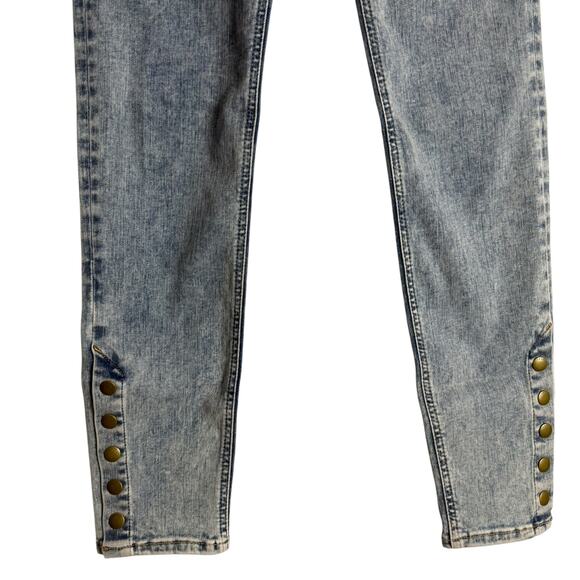 Frame The Snapped Cropped Denim Ankle Skinny Jeans Blue Acid Wash Size 25 - Picture 9 of 12